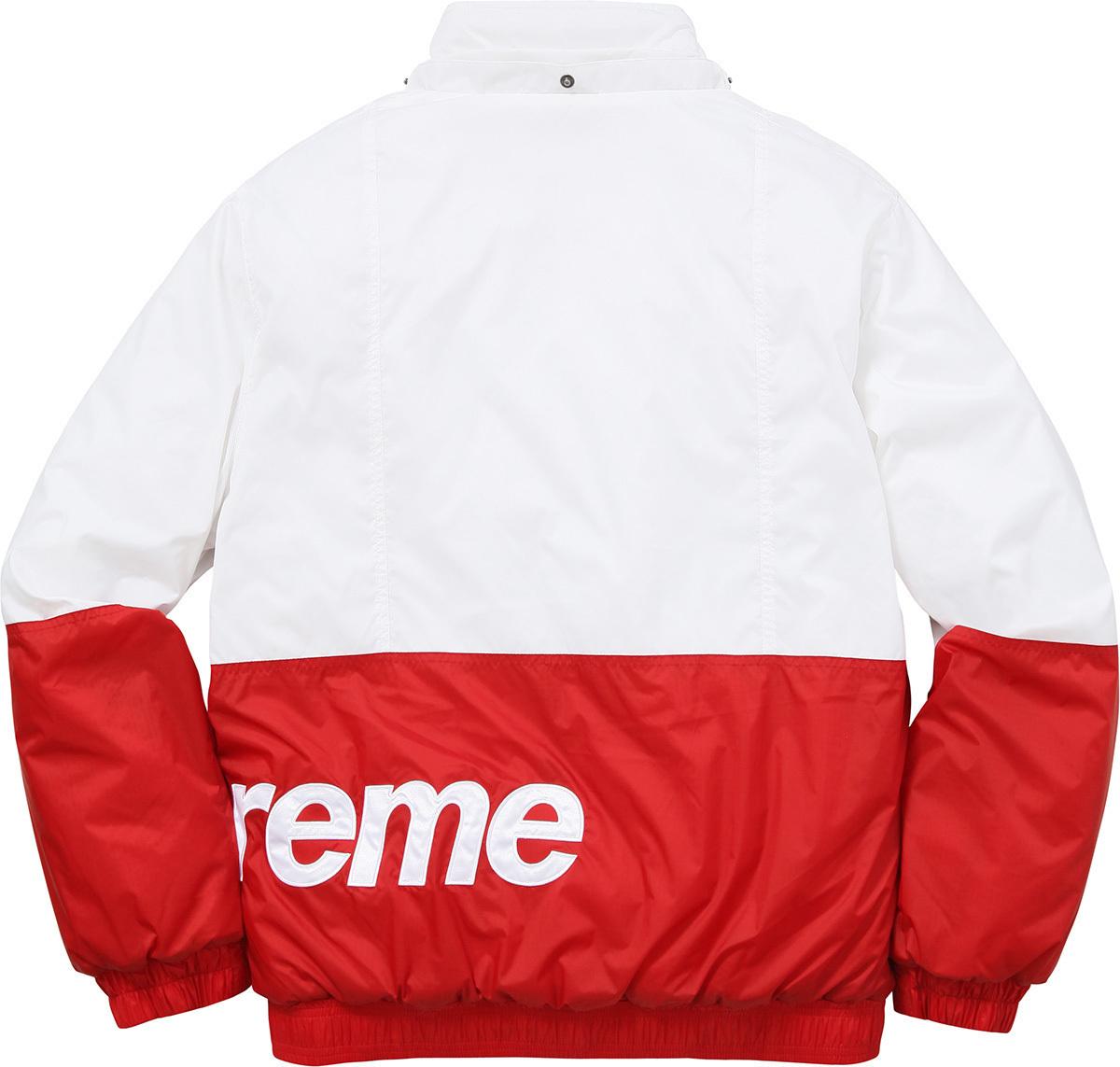 18AW 白赤 シュプリーム コピー Supreme Sideline Side Logo Parka White / Red 7011103